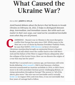„Screenshot des Texts „What caused the Ukaine war“