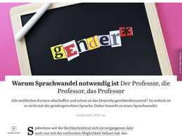 Screenshot des Texts „Warum Sprachwandel notwendig ist: Der Professor, die Professor, das Professor “