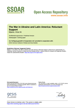 Screenshot des Covers des besprochenen Texts „The War in Ukraine and Latin America: Reluctant Support“
