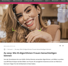Screenshot des Texts "Zu sexy: Wie KI-Algorithmen Frauen benachteiligen können"