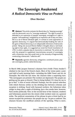 Screenshot des Texts "The Sovereign Awakened. A Radical Democratic View on Protest".