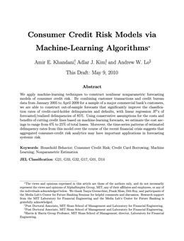 Screenshot des Texts „Consumer Credit-Risk Models Via Machine-Learning Algorithms“