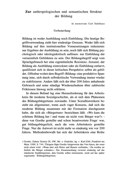 Screenshot der ersten Seite des Texts „Zur anthropologischen und semantischen Struktur der Bildung“ von Reinhart Koselleck.