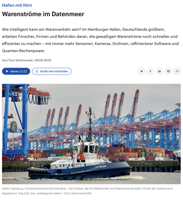 Screenshot des Texts "Hafen mit Hirn – Warenströme im Datenmeer".