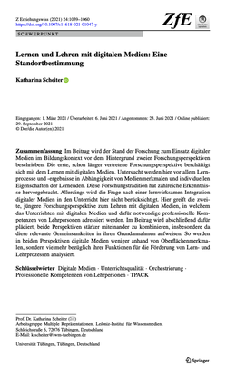 Screenshot der ersten Seite des Texts „Lehren und Lernen mit digitalen Medien. Eine Standortbestimmung“.