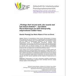 Cover des Papers: „‚Wichtiger find‘ ich jetzt nicht, aber manche sind halt einfach nützlicher‘ – Sprachliche Hierarchisierungen aus Sicht mehrsprachig aufgewachsener Schüler*innen“.