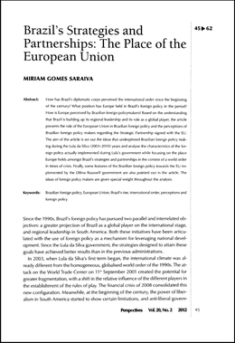 Screenshot des Texts „Brazil’s Strategies and Partnerships: The Place of the European Union“