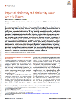Screenshot des Texts „Impacts of biodiversity and biodiversity loss on zoonotic diseases“.