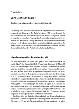 Screenshot des Texts „Vom User zum Maker“ von Petra Anders.