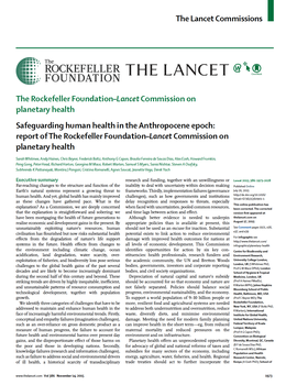 Screenshot des Texts „Safeguarding human health in the Anthropocene epoch: report of The Rockefeller Foundation–Lancet Commission on planetary health“.