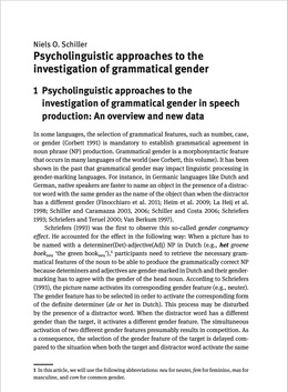 Psycholinguistic approaches to the investigation of grammatical gender