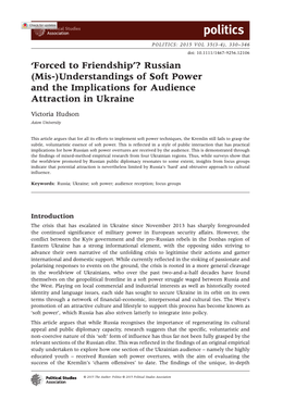 Vorschau des Artikels ‘Forced to Friendship’? Russian (Mis-)Understandings of Soft Power and the Implications for Audience Attraction in Ukraine