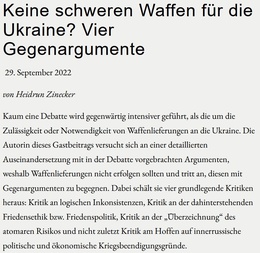 Vorschau Artikel Keine schweren Waffen für die Ukraine? Vier Gegenargumente
