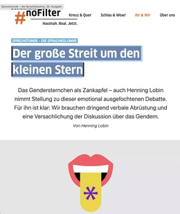 Screenshot des Texts: “Der große Streit um den kleinen Stern".