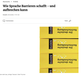 Screenshot des Online-Texts „Wie Sprache Barrieren schafft – und aufbrechen kann“.