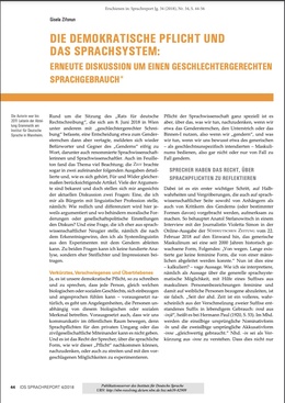 Screenshot des Texts „Die demokratische Pflicht und das Sprachsystem“ von Gisela Zifonun.