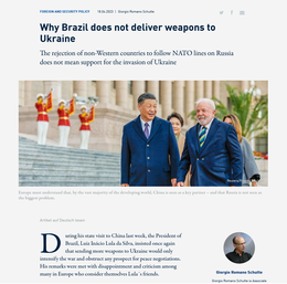 Screenshot des Texts „Why Brazil does not deliver weapons to Ukraine“