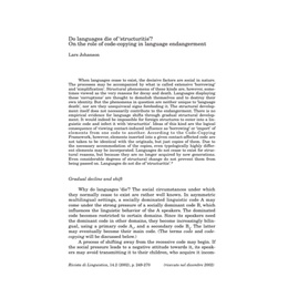 Screenshot des Texts „Do languages die of ‘structuritis’? On the role of code-copying in language endangerment".