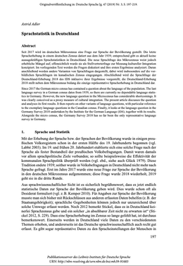 Screenshot de ersten Seite des Texts „Sprachstatistik in Deutschland“.