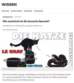 Screenshot des Texts: “Wie sexistisch ist die deutsche Sprache?"