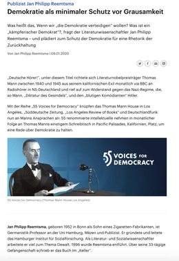 Screenshot des Textes "Demokratie als minimaler Schutz vor Grausamkeit".