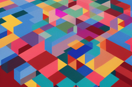 Abstrakte bunte Illustration eines digitalen Netzwerks.