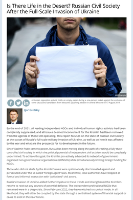 Alt-Text: Screenshot des Texts „Is There Life in the Desert? Russian Civil Society After the Full-Scale Invasion of Ukraine“