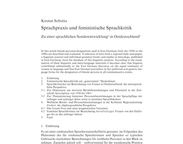 Screenshot des Texts "Sprachpraxis und feministische Sprachkritik: Zu einer sprachlichen Sonderentwicklung in Ostdeutschland".