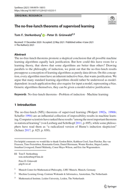 Screenshot des Texts "The no-free-lunch theorems of supervised learning".