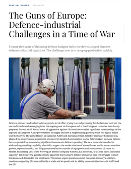 Screenshot des Texts „The Guns of Europe“