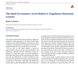 Screenshot des Texts "The third AI summer: AAAI Robert S. Engelmore Memorial Lecture".