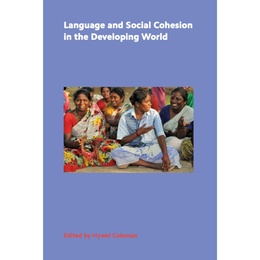 Cover von „Language and Social Cohesion in the Developing World“, auf dem ein Foto indischer Frauen im Gespräch auf blaulilanem Hintergrund zu sehen ist.
