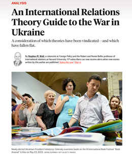 Screenshot des Texts „An International Relations Theory Guide to the War in Ukraine“