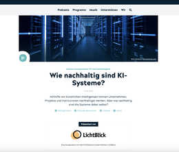 Screenshot der Podcastfolge „Wie nachhaltig sind KI-Systeme?".