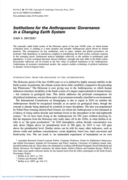 Screenshot des Texts „Institutions for the Anthropocene: Governance in a Changing Earth System“.