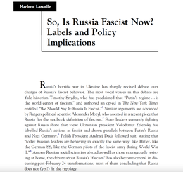 Screenshot des Texts "So, Is Russia Fascist Now? Labels and Policy Implications"