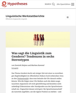 Screenshot des Texts: “Was sagt die Linguistik zum Gendern? Tendenzen in sechs Stereotypen".