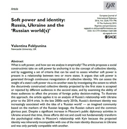 Screenshot des Texts „Soft power and identity: Russia, Ukraine and the ‘Russian world(s)’“