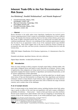 Screenshot des Texts "Inherent Trade-Offs in the Fair Determination of Risk Scores".