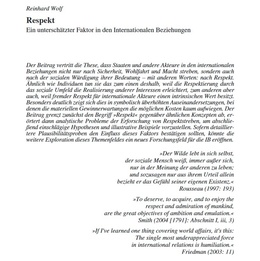 Screenshot des Texts „Respekt. Ein unterschätzter Faktor in den internationalen Beziehungen“