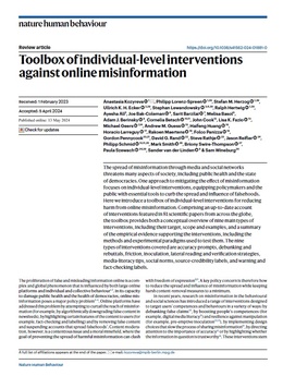 Toolbox of individual-level interventions against online misinformation
