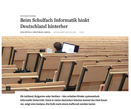 Screenshot des FAZ-Artikels: „Beim Schulfach Informatik hinkt Deutschland hinterher “.
