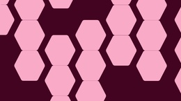 Dekorative abstrakte Grafik aus simplen, unregelmäßig aneinandergereihten rosafarbenen Viereckformen auf dunkelbraunem Hintergrund.