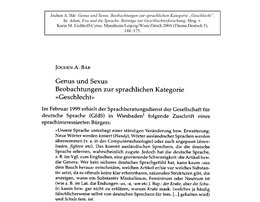 Screenshot des Texts "Genus und Sexus. Beobachtungen zur sprachlichen Kategorie ‚Geschlecht‘"