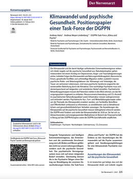Screenshot des Texts „Klimawandel und psychische Gesundheit. Positionspapier einer Task-Force der DGPPN“.