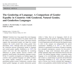 Screenshot des Texts „The Gendering of Language: A Comparison of Gender
Equality in Countries with Gendered, Natural Gender,
and Genderless Languages“.