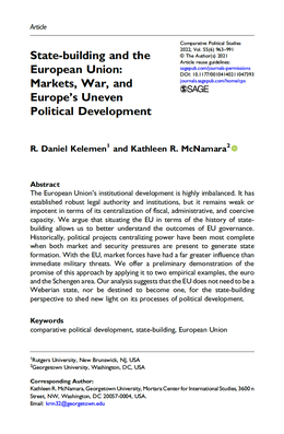 Screenshot des Texts "State-building and the European Union. Markets, War, and Europe's Uneven Political Development".
