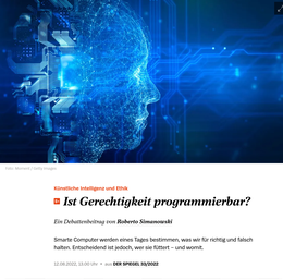 Screenshot des Texts „Künstliche Intelligenz und Ethik Ist Gerechtigkeit programmierbar“