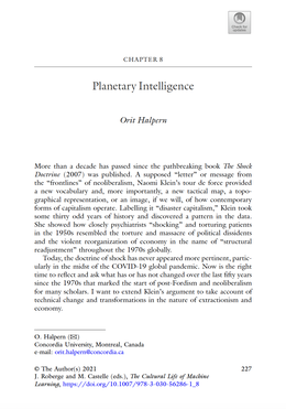 Screenshot des Texts „Planetary Intelligence"