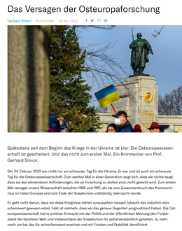 Screenshot des Texts „Versagen der Osteuropaforschung“